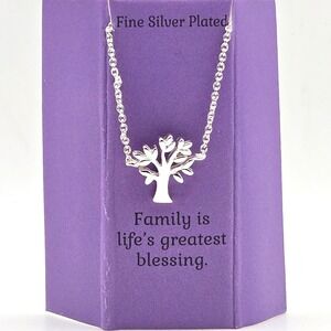 Kohls Fine Silver Plated Tree of Life Pendant Necklace Family Blessing Bottle